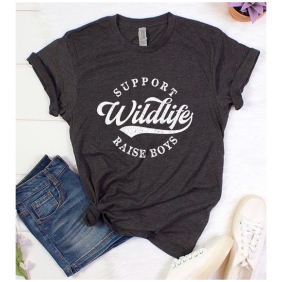 Tops - SOLD OUT Charcoal Support Wildlife Raise Boys Graphic Tee